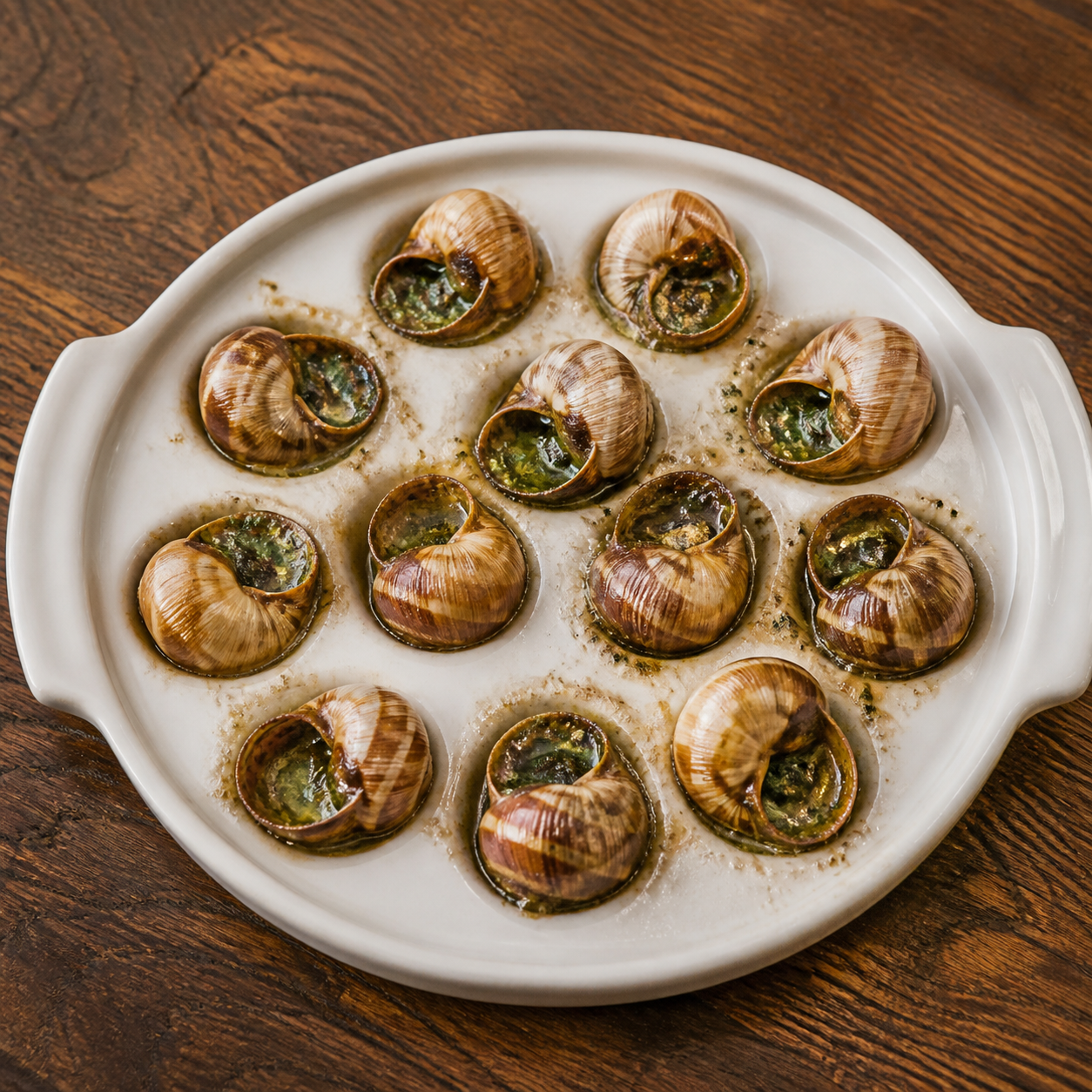 Douze escargots traditionnels au beurre persillé