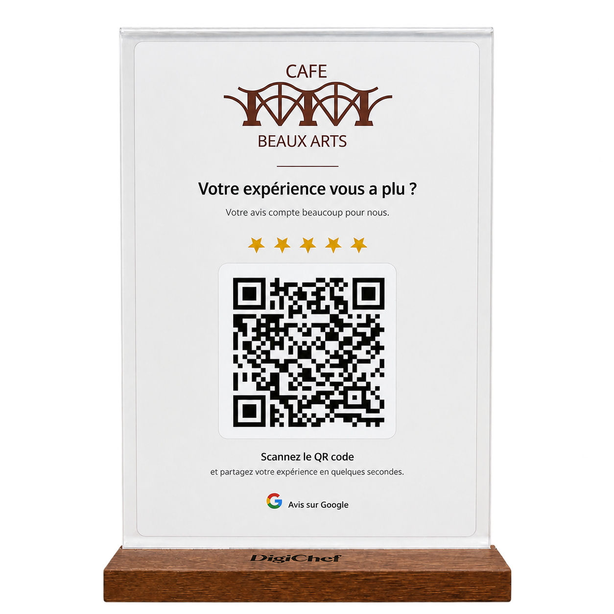 Totem QR code DigiChef personnalisé du Café Beaux Arts