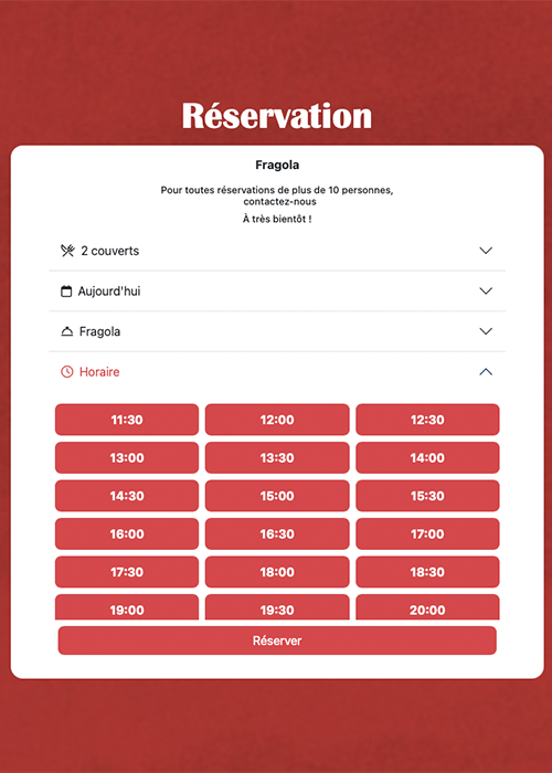 Widget de réservation