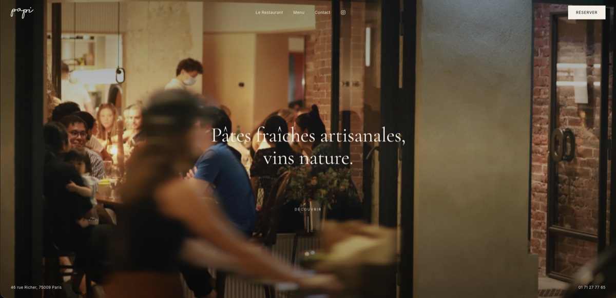 Aperçu du site web de Papi Restaurant